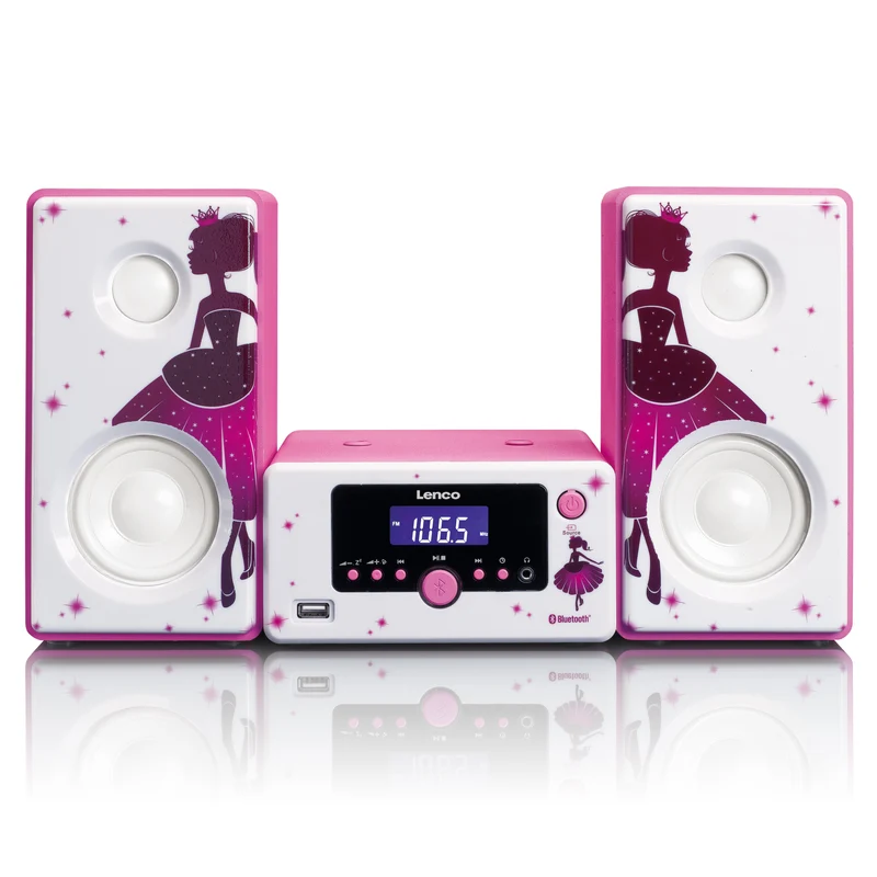 Lenco MC-020PRINCESS - Mikro-Stereoanlage mit FM-Radio, Bluetooth®, USB und AUX-Eingang - Prinzessin